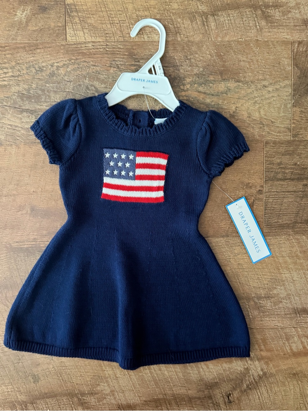 Draper James Navy Knit Dress with Flag 12 Months